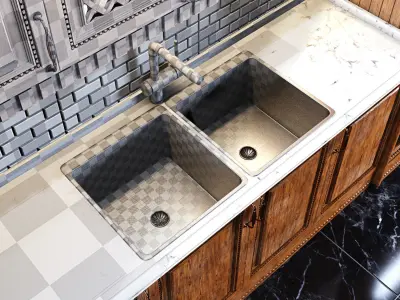 Classic wooden luxury Kitchen Deluxe 3D model