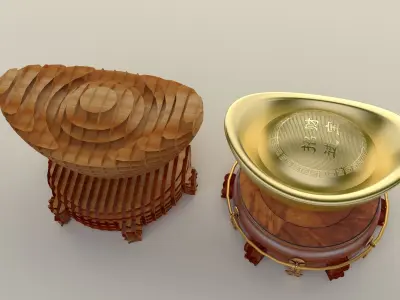 Chinese gold ingot 3D model