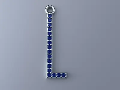 Diamond L Pendant Gold Silver Platinum Luxury Jewelry 3D print model