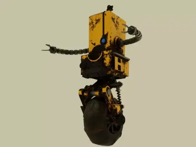 Wheely samurai robot in fallout Free low-poly 3D model