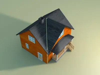 house3 orange house Low-poly 3D model