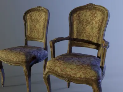 French classic chair Low-poly 3D model