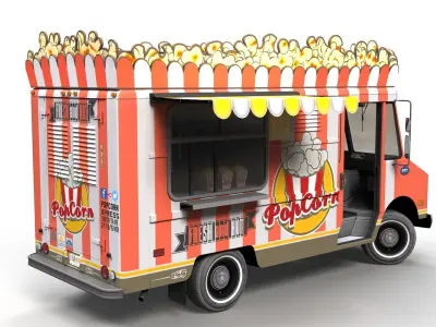 PopCorn Food Truck Low-poly 3D model