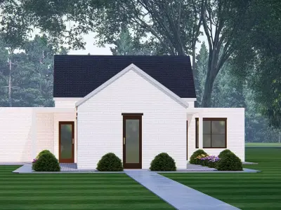 American Exterior House Design Classic Modern Country Home 3D model