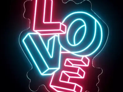 LOVE Neon Sign 3D model