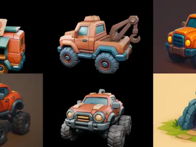 Stylized Car Advanced model bundle 18 pack 100 glb 3D model