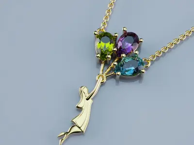 Pendant Girl with balloons 3D print model