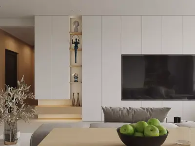 Modern living room dining room interior scenes 307 3D model