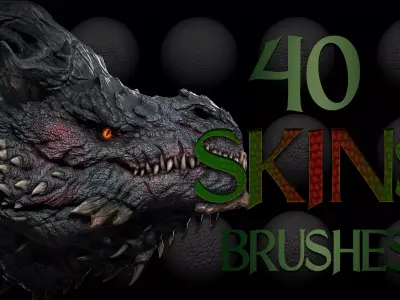 40 Dragons and Reptiles Skins Brush  Alphas Texture
