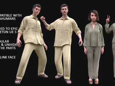 Mens and Woman Casual Outfits 3D Model Collection