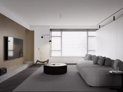 Modern living room dining room interior scenes 177 3D model