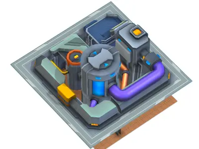 isometrical fuel rig platform station upgrade 3 Low-poly 3D model