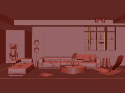 Living Room Interior Scene 5 3D model