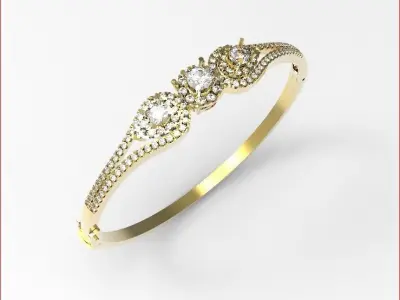 jewelry rose gold diamond bangle bracelet Free 3D model