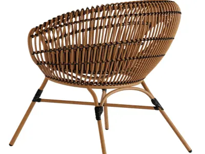 Aro Outdoor Lounge Chair With Black Cushion 3D model