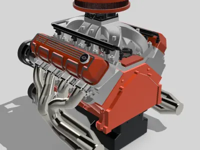 Chev 632 Crate Motor 1000hp with pulleys GM Performance BBC 3D print model