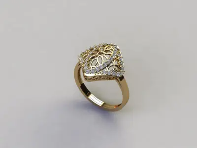 STL 3DM Women Ring Womens Ring Diamonds With Stone Model 3D print model