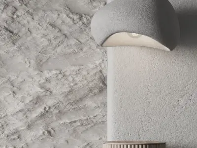 Headboard 5 stone wall with lamp 3D model