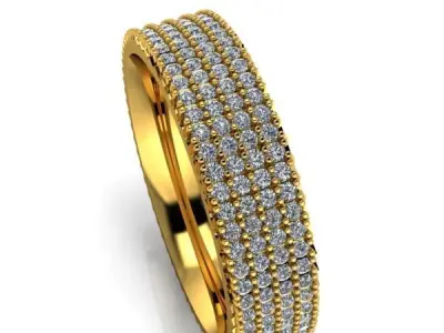 Modern Micropave dia wedding band ring 3D model sz10 3D model 3D print model