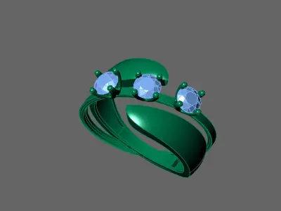 Womens Rings With Stone Ring Ready STL 3DM Models Rings women 3D print model 6