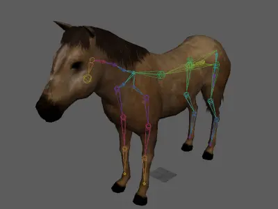 Lowpoly Brown Horse  Animated for VR AR Games  Low-poly 3D model
