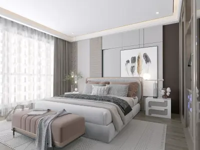 villa bedroom decoration Modern Home 3D model