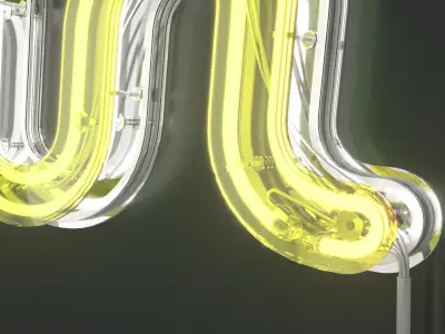 Detailed Words Neon Banners set 02 3D model