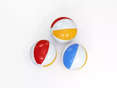 Beach Ball Low-poly 3D model 2