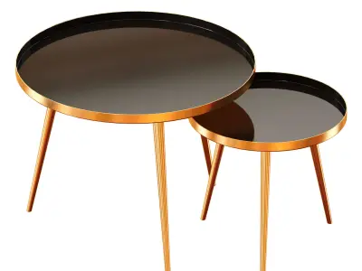 AVRIL - Nest of Tables Blue-Pink-Green- Black 3D model