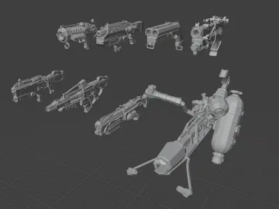 low-poly Deep Rock Galactic Guns Free low-poly 3D model