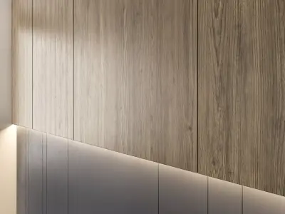 Wall-panel-03 modern bathroom with wooden wall panels 3D model