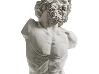 Laocoon bust sculpture Low-poly 3D model