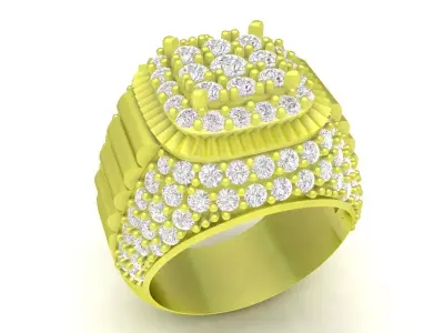 Luxury Square Pave Diamond Mens Ring 3971 3D print model