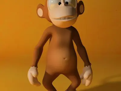 Cartoon monkey RIGGED Low-poly 3D model