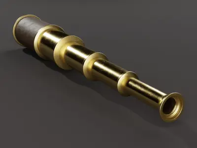 Vintage Brass Spyglass Low-poly 3D model