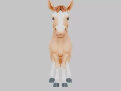 Cartoon Horse Realistic Low-poly 3D model