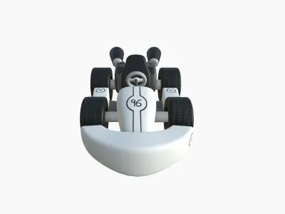 Cartoon Kart C09 White - Vehicle Racing Design Low-poly 3D model