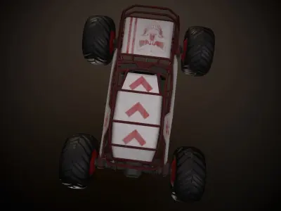 Red Monster Truck Low-poly 3D model