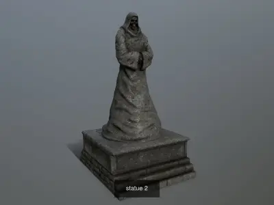 statue set of monk 3D Model Collection