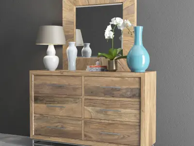 L usine Dresser with Mirror and Decorative Set Low-poly 3D model
