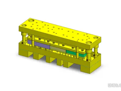 Progressive Press Tool for Drawn Component with Die Assembly 3D model