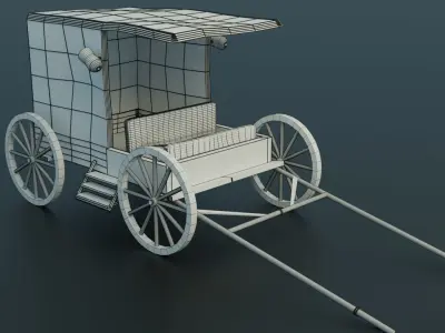 Horse Cart Low-poly 3D model