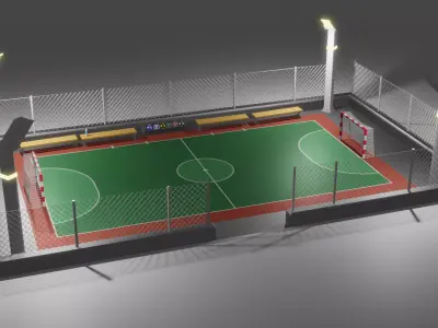 FootZall soccer field with lights 3D model