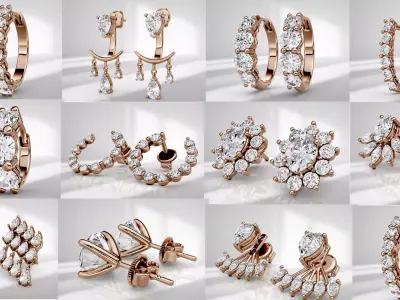Lia 11 Earrings Collection 3D Model Pack