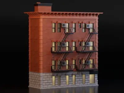 Apartment Building Low-poly 3D model purchase