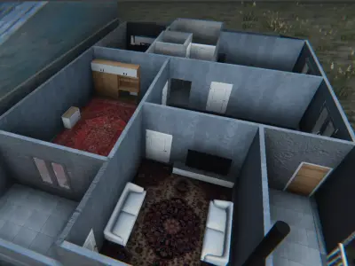 concrete village house  Low-poly 3D model