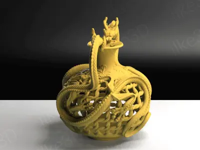 Dragon Vase  Decoration Flower Pot from China and Asia 3D STL 3D print model