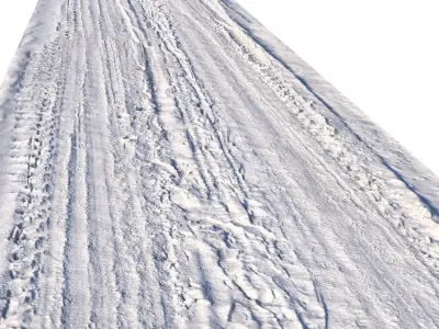 Winter single lane road 04 12 meters 3D model