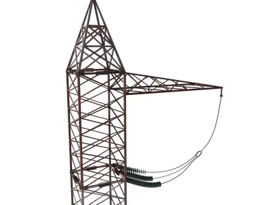 Electricity Pole 6 Weathered Low-poly 3D model