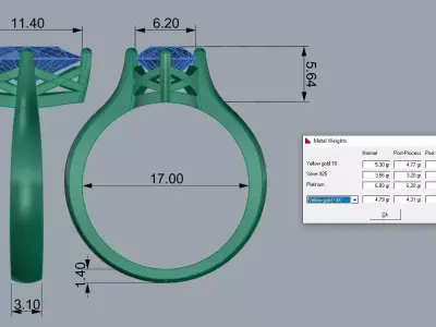 Elegant Marquise Gemstone Ring Jewelry 3D print model